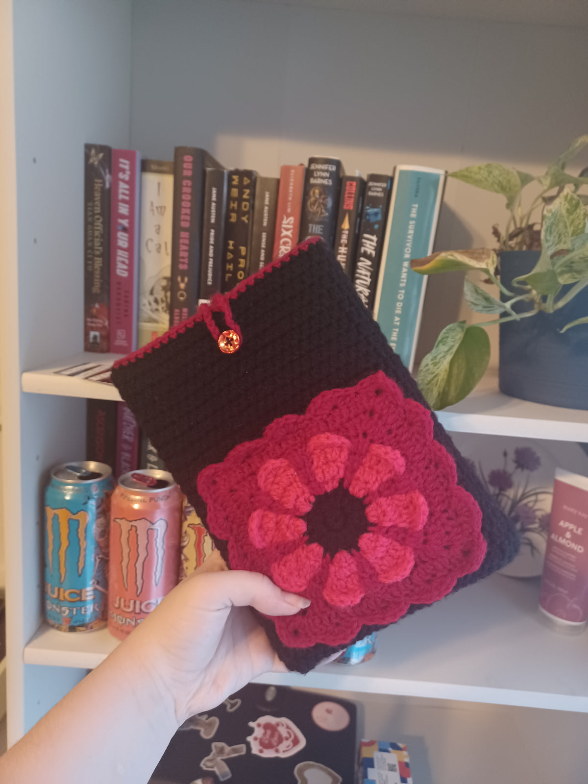 'Flowers of the Fallen' Crochet Book Sleeve