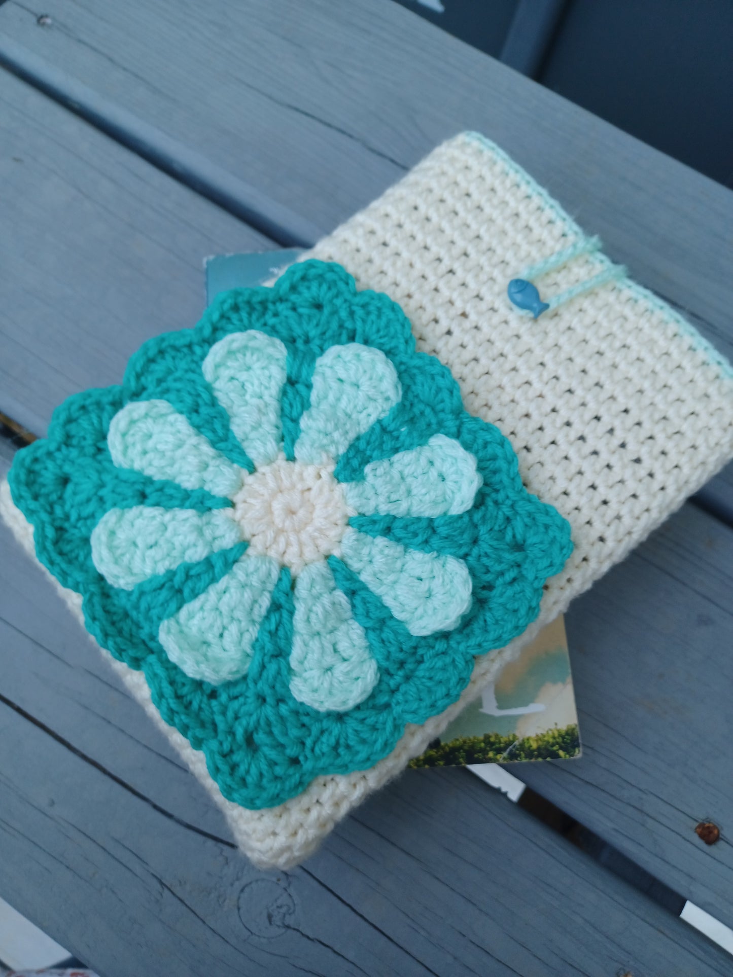 'Whimsical Waters' Crochet Book Sleeve