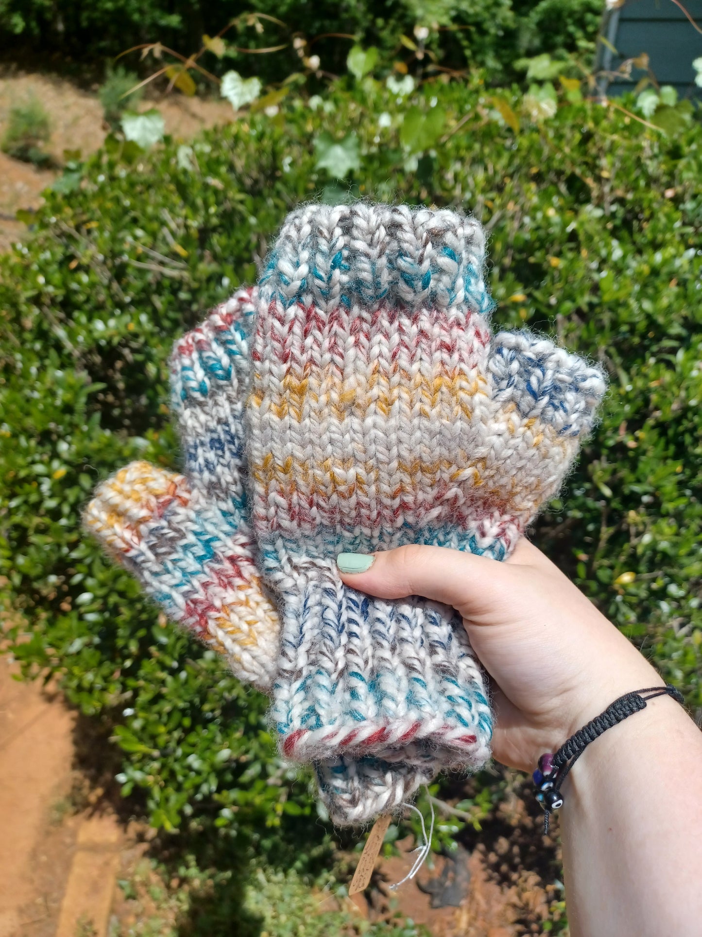 'Fingerpainting' Knit Fingerless Gloves