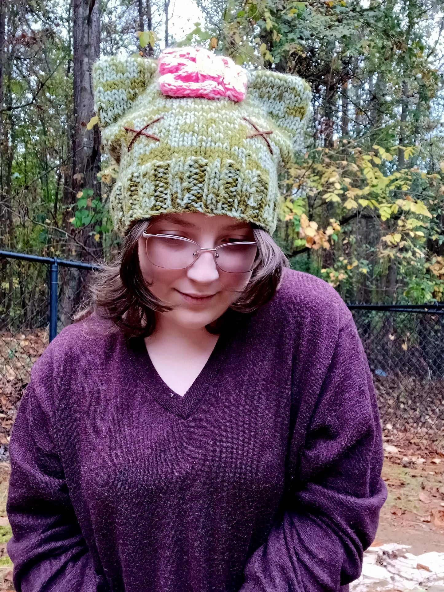 'Brains for Breakfast' Knitted Cat Hat